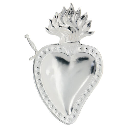 Ex-voto, heart with sword, metal, 15x10 cm 2