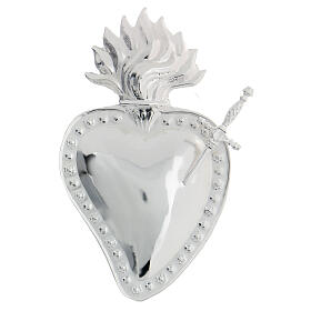 Ex voto heart pierced by metal sword 15x10 cm