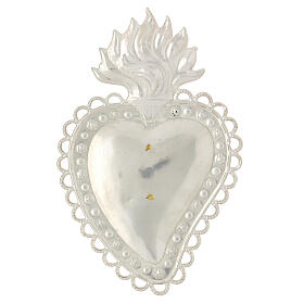 Smooth ex-voto heart of 925 silver, gold plated letters