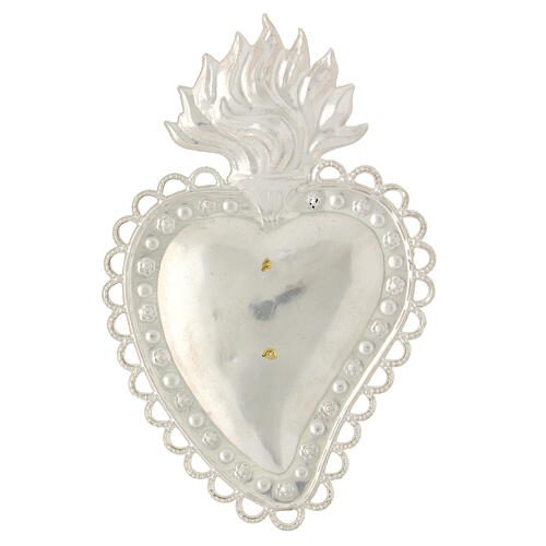 Smooth ex-voto heart of 925 silver, gold plated letters 2