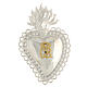 Smooth ex-voto heart of 925 silver, gold plated letters s1