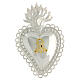 Glattes Votiv-Herz aus Silber 925 mit Jungfrau Maria Dekoration s1
