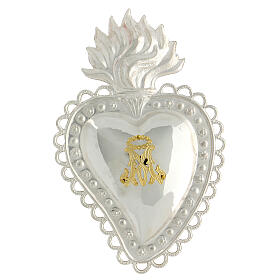 Ex-voto heart with Marial initials, 925 silver