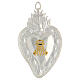 Heart-shaped ex-voto with flames and gold plated Marial initials 14x8 cm s1
