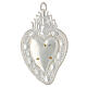 Heart-shaped ex-voto with flames and gold plated Marial initials 14x8 cm s2