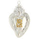 Heart-shaped ex-voto with flames and gold plated letters 14x8 cm s1