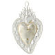 Heart-shaped ex-voto with flames and gold plated letters 14x8 cm s2