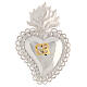Ex-voto heart with flames and GR letters, 925 silver, 10x7 cm s1