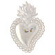 Ex-voto heart with flames and GR letters, 925 silver, 10x7 cm s2