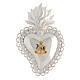 Ex-voto heart with flames and Marial initials, 925 silver, 10x7 cm s1