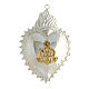 Herz-Votivgabe aus Silber 925 mit Flammen und goldfarbigem Ave Maria Symbol s1