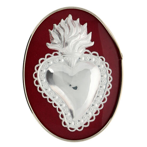 Ex-voto metal heart with flames and frame 1