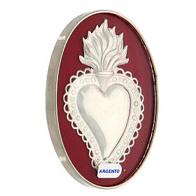 Ex-voto silver heart with flames and frame