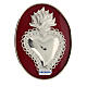 Ex-voto silver heart with flames and frame s1