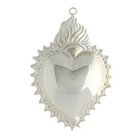 Ex-voto heart with flames of 925 silver