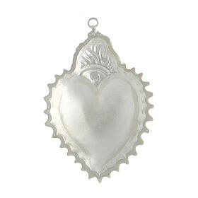 Ex-voto heart with flames of 925 silver