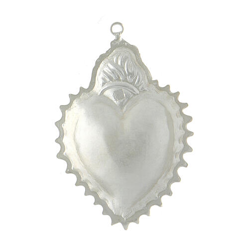 Ex-voto heart with flames of 925 silver 2