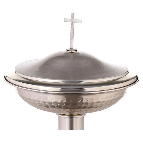 Baptismal font in silver  lated bronze, hammered 5