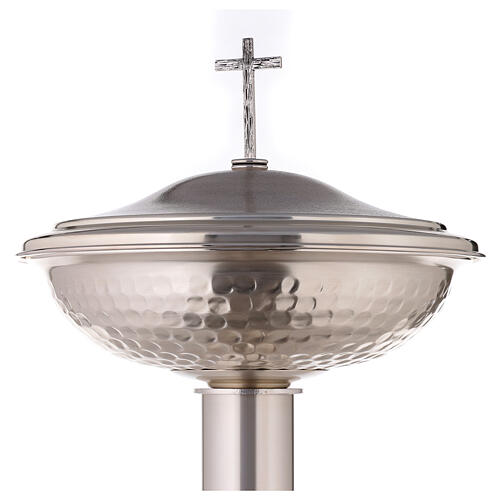 Baptismal font in silver  lated bronze, hammered 2