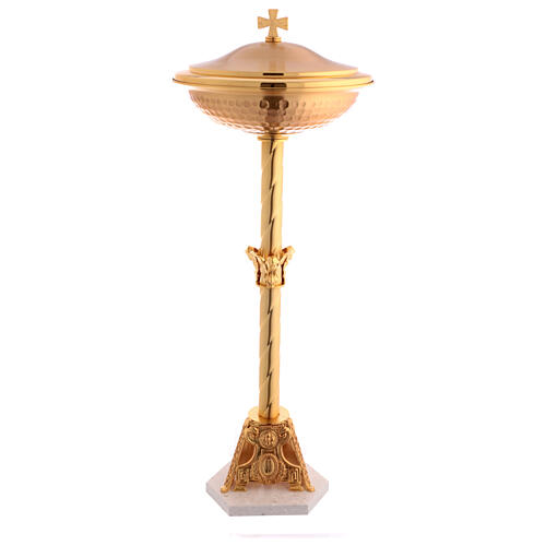 Baptismal font in gold plated bronze with angels 1