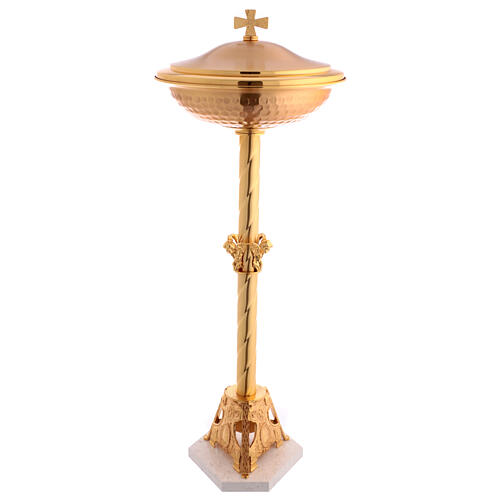 Baptismal font in gold plated bronze with angels 5