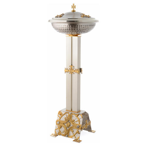 Baptismal font in gold and silver plated bronze 4