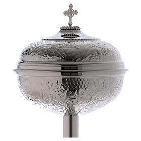 Baptismal font with grape bunches and leaves in silver brass