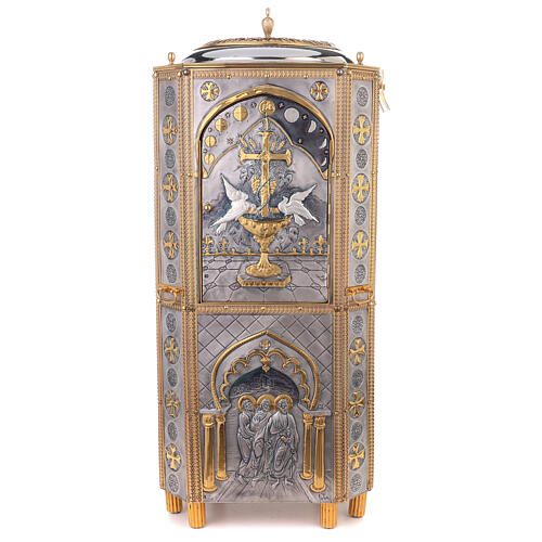 Fuente bautismal cobre cincelado estilo bizantino 110x45 12