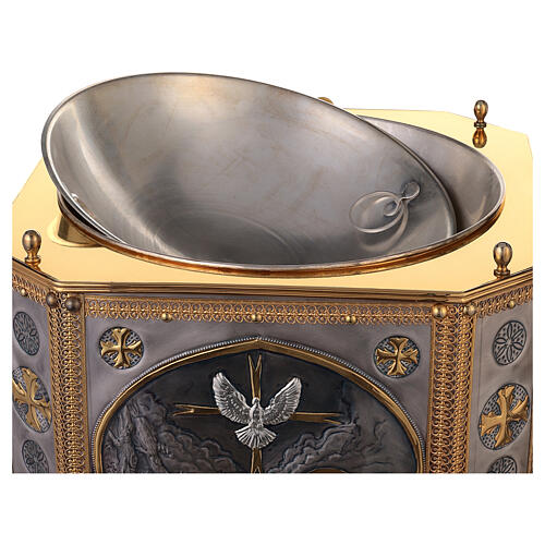 Fuente bautismal cobre cincelado estilo bizantino 110x45 13