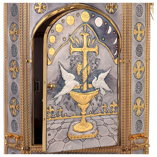 Fonts baptismaux cuivre ciselé style byzantin 110x45 cm 11