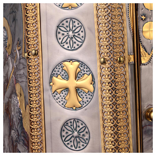 Fonte battesimale rame cesellato stile bizantino 110x45 16