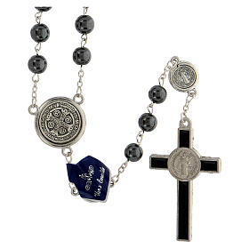 Saint Benedict's rosary, hematite beads, 8 mm