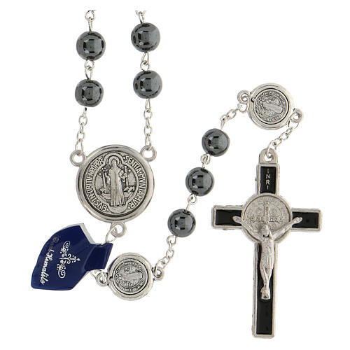 Saint Benedict's rosary, hematite beads, 8 mm 1