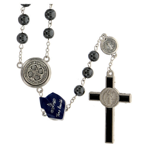 Saint Benedict's rosary, hematite beads, 8 mm 2