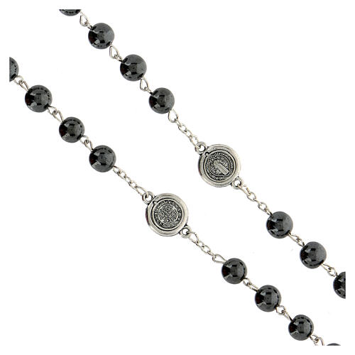 Saint Benedict's rosary, hematite beads, 8 mm 3