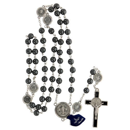Saint Benedict rosary hematite beads 8mm 4