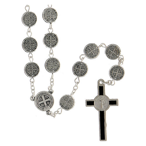 Metal rosary with Saint Benedict beads 9 mm 2
