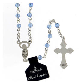 Rosary with light blue crystal beads of 4 mm