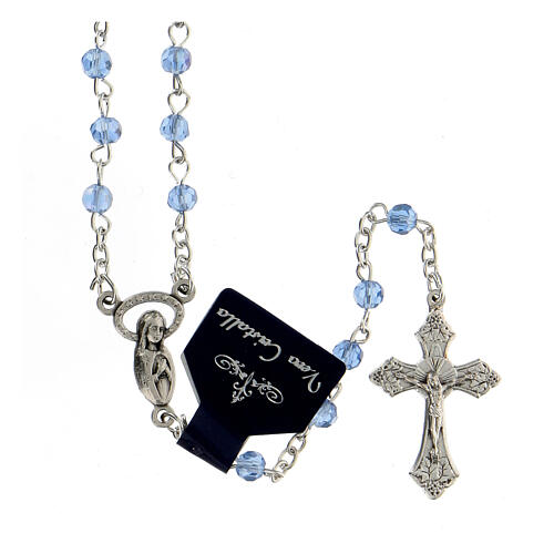 Rosary with light blue crystal beads of 4 mm 1