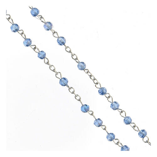 Rosary with light blue crystal beads of 4 mm 3