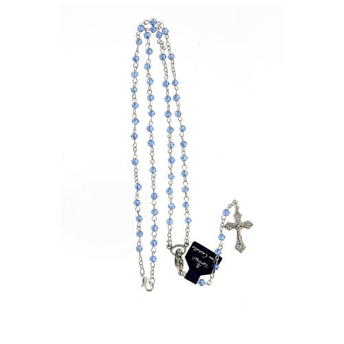 Rosary with light blue crystal beads of 4 mm 4