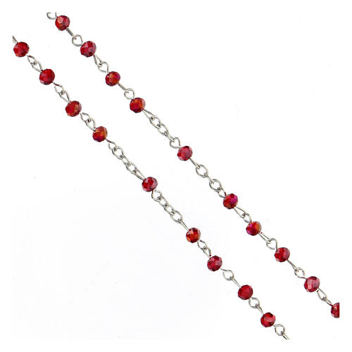 Rosary with red crystal beads of 4 mm 3