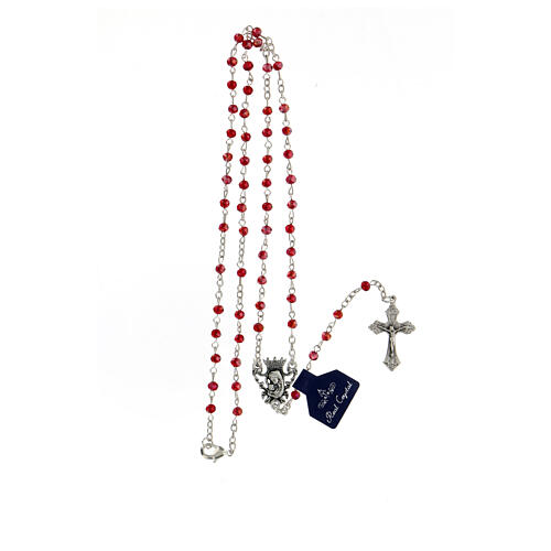 Rosary with red crystal beads of 4 mm 4