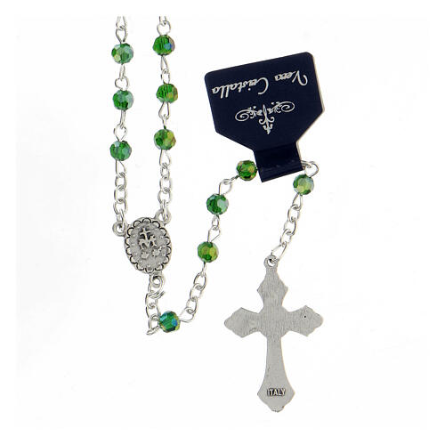 Metal rosary with green crystal beads of 4 mm 2