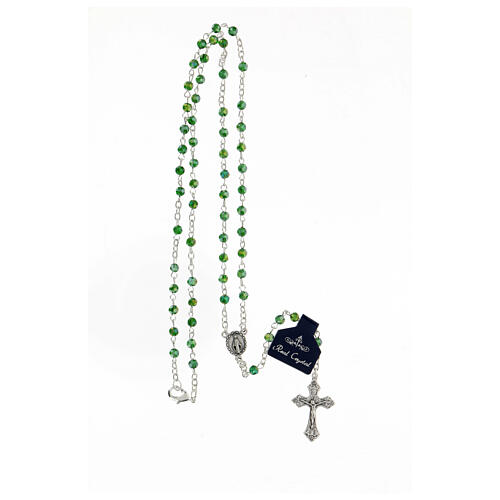 Metal rosary with green crystal beads of 4 mm 4