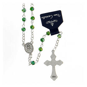 Metal rosary with green crystal beads 4 mm