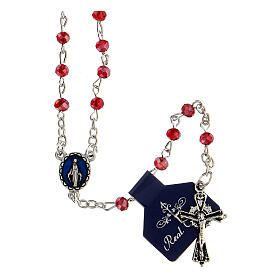 Rosary with red beads 4 mm and medal