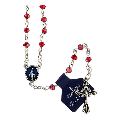 Rosary with red beads 4 mm and medal 1