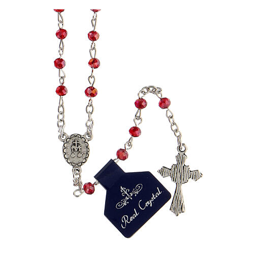 Rosary with red beads 4 mm and medal 2