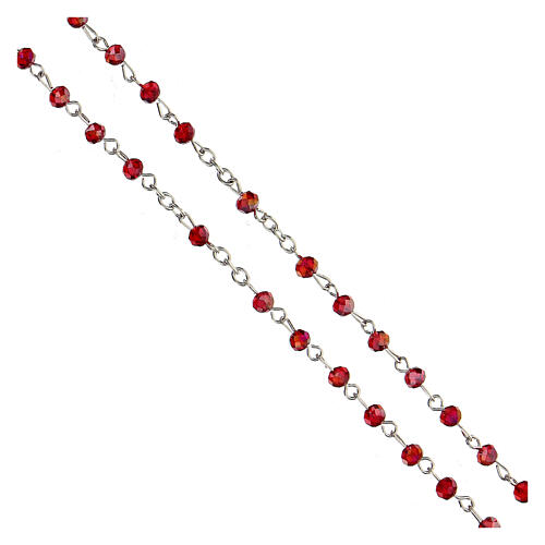 Rosary with red beads 4 mm and medal 3